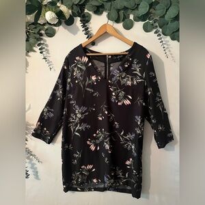 Dynamite Black Floral Midi Dress